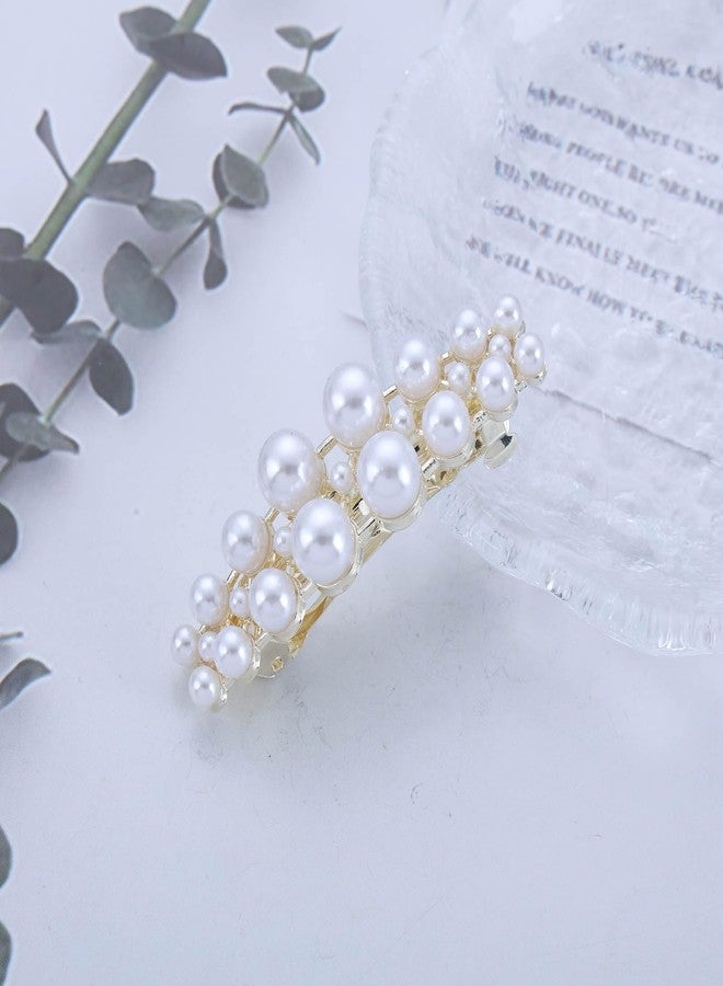 IRCOMULTI Vintage Gold Pearl Hairclip Barrette Pearl French Hair Clip Pearls Weddings Hairpin Clip Imitation Pearls Head Clips Decorative Hair Accessories for Women Headdress - Image 3